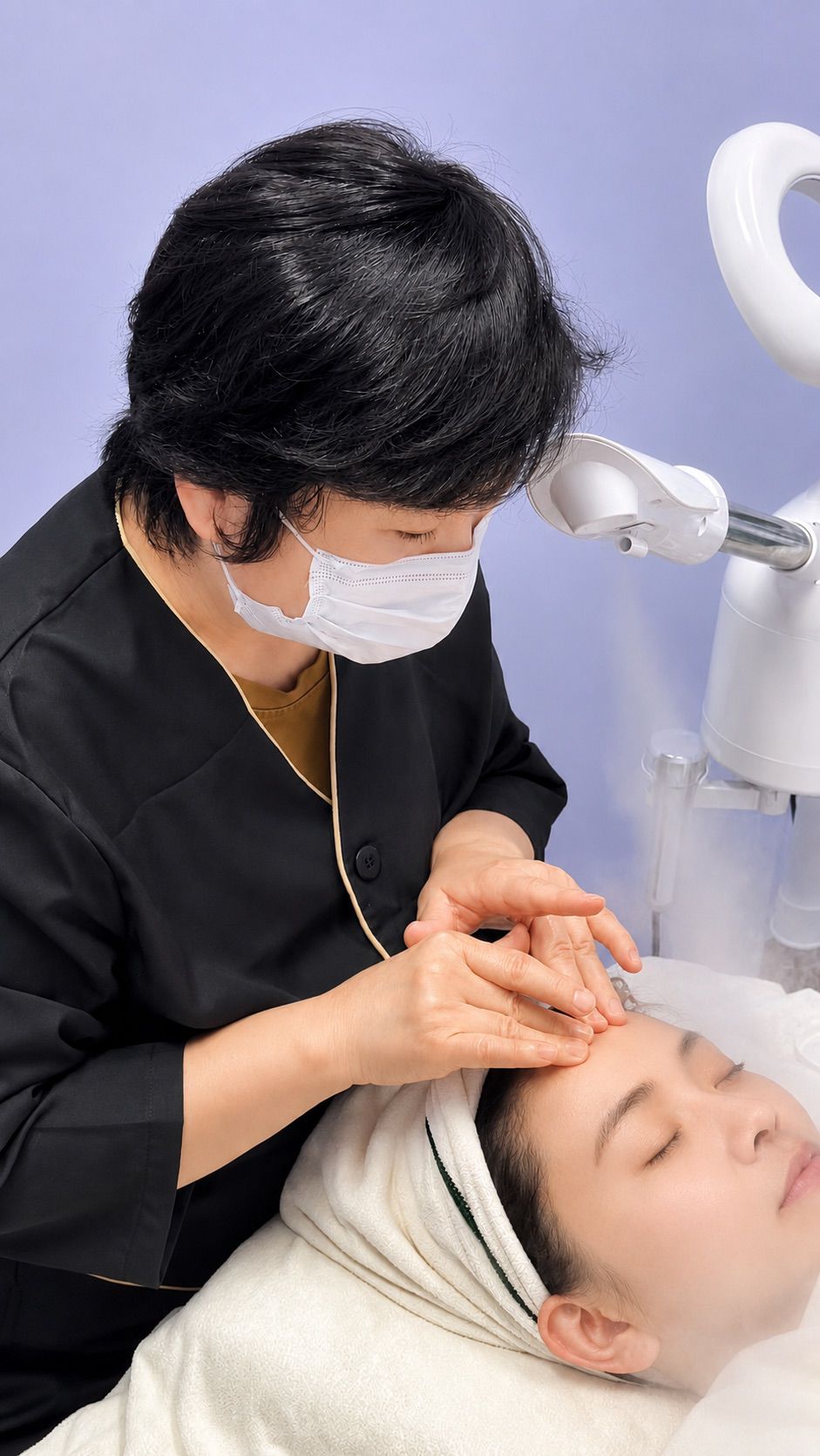 Joanna Tang providing a customized facial treatment at Sky Beauty Studio